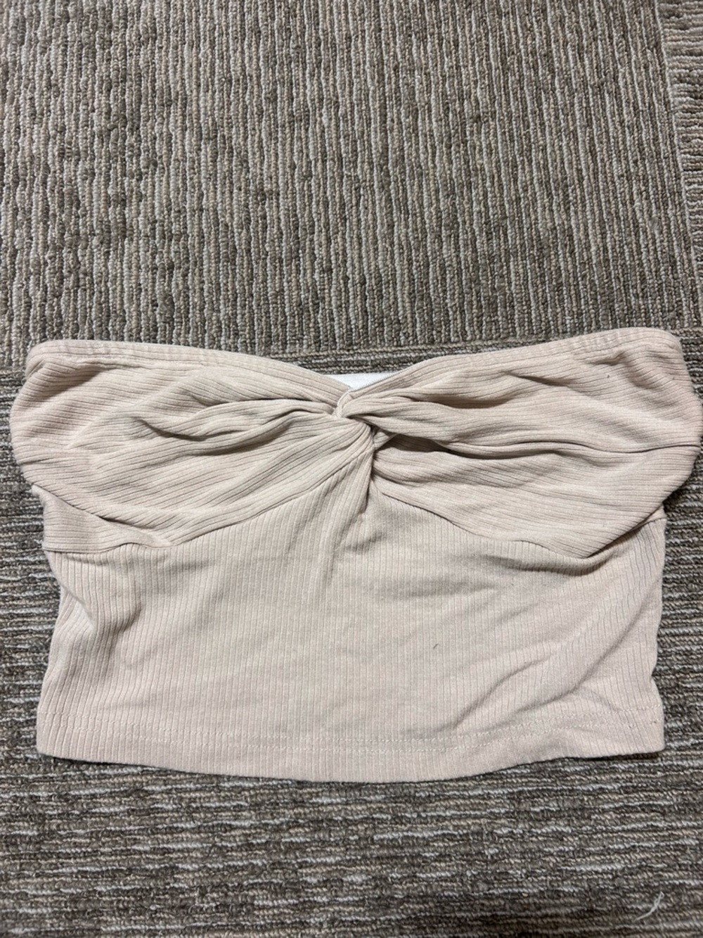 H&M Twisted Strapless Ribbed Tube Top - Light Beige